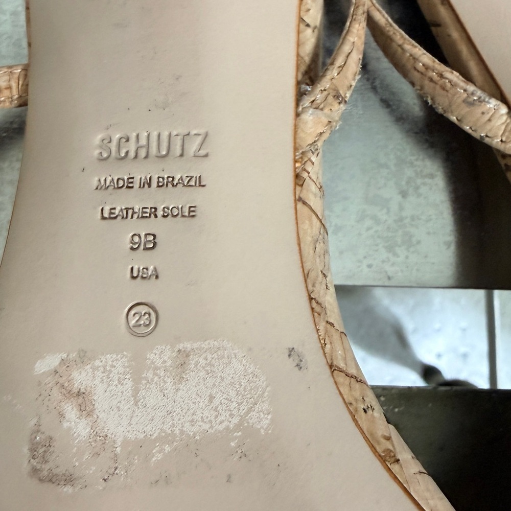Schutz Heloise Size 9 T Strap Block Heel Open Toe Cork Sandals - Picture 8 of 9